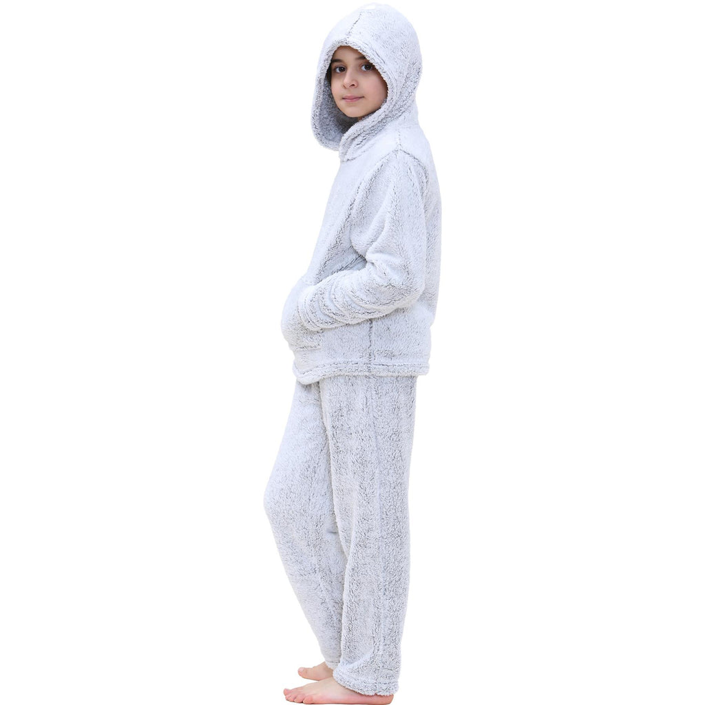 Kids Boys Girls Plain Pyjama Extra Soft Loungewear Flannel Fleece PJS Outfit Set