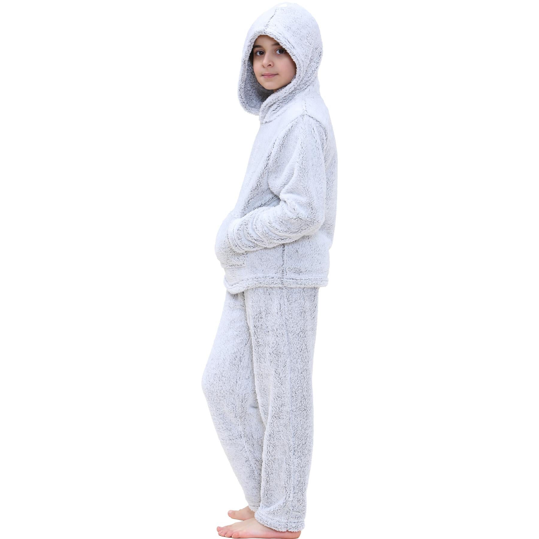 Kids Boys Girls Plain Pyjama Extra Soft Loungewear Flannel Fleece PJS Outfit Set