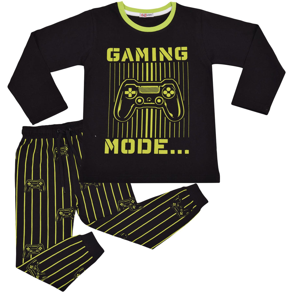 A2Z 4 Kids Gaming Mode Lime Pyjama Set Contrast T Shirt Sleepwear Pyjamas