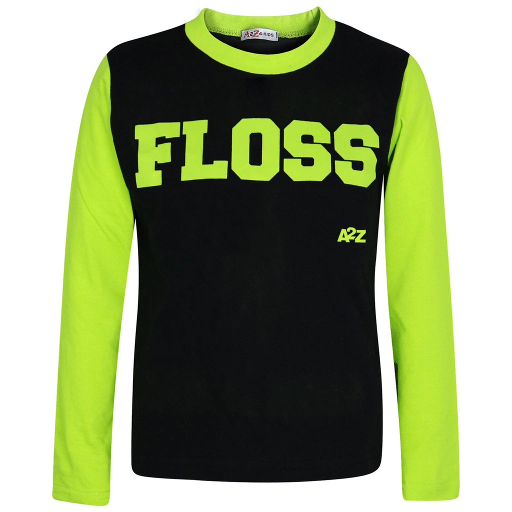 Kids Girls Boys Pyjamas Lime Trendy Floss A2Z Print Lounge Wear PJS Outfits Sets