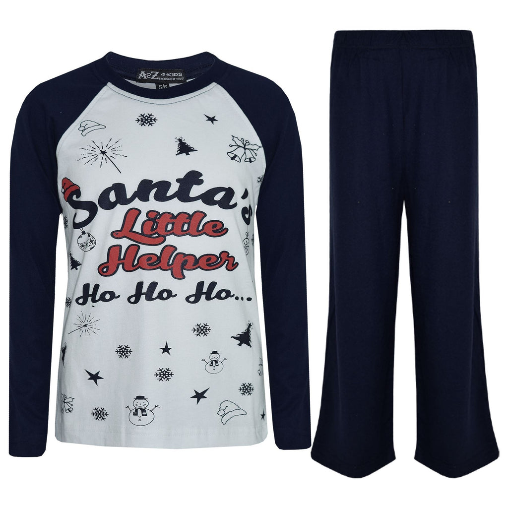 Kids Girls Boys PJs Santas Little Helper Stylish Color Cotrast Pajamas Set 5-13