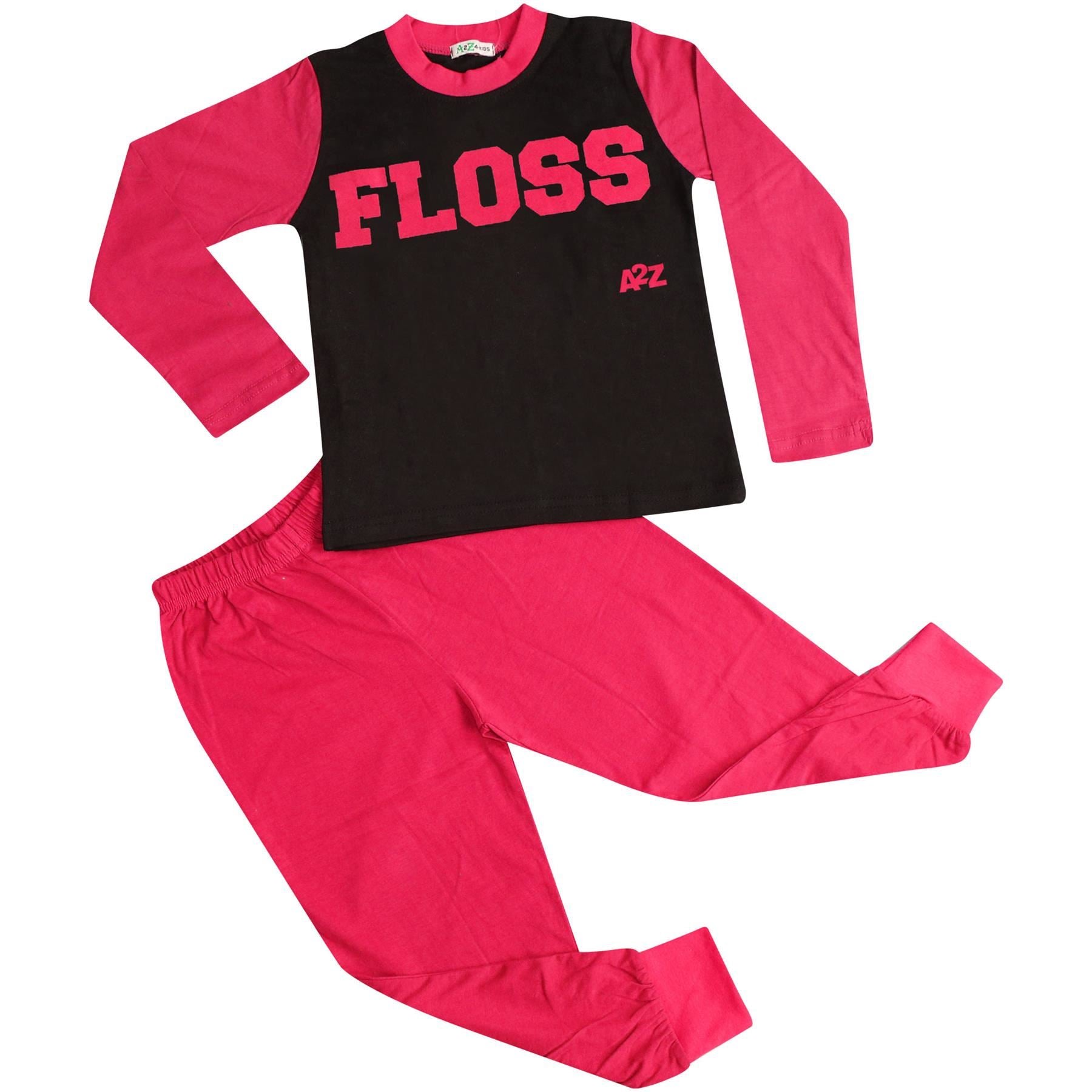 Kids Girls Boys Pyjamas Pink Trendy Floss A2Z Print Loungewear PJS Outfits Sets