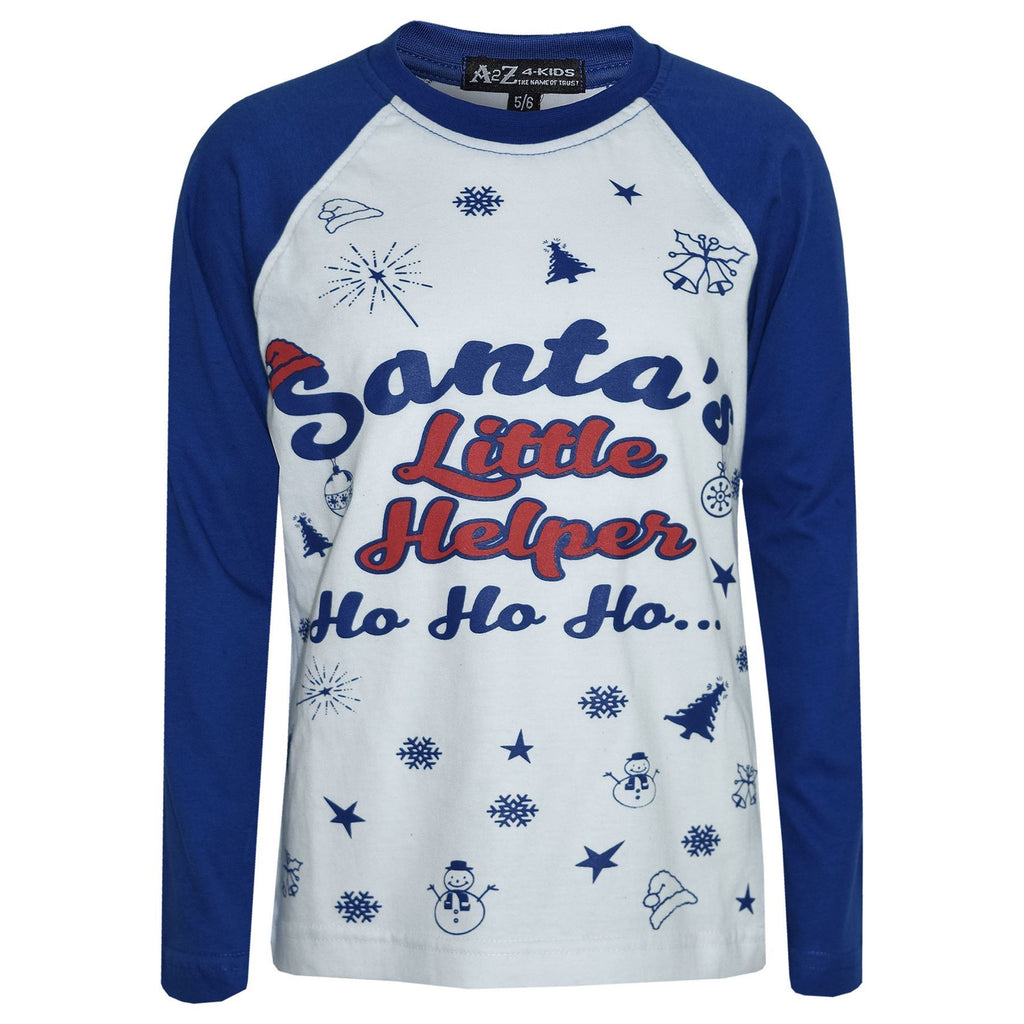 Kids Girls Boys PJs Santas Little Helper Stylish Color Cotrast Pajamas Set 5-13