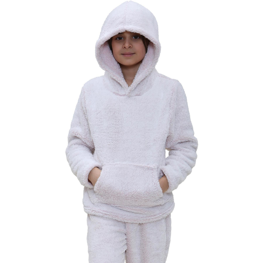 Kids Boys Girls Plain Pyjama Extra Soft Loungewear Flannel Fleece PJS Outfit Set
