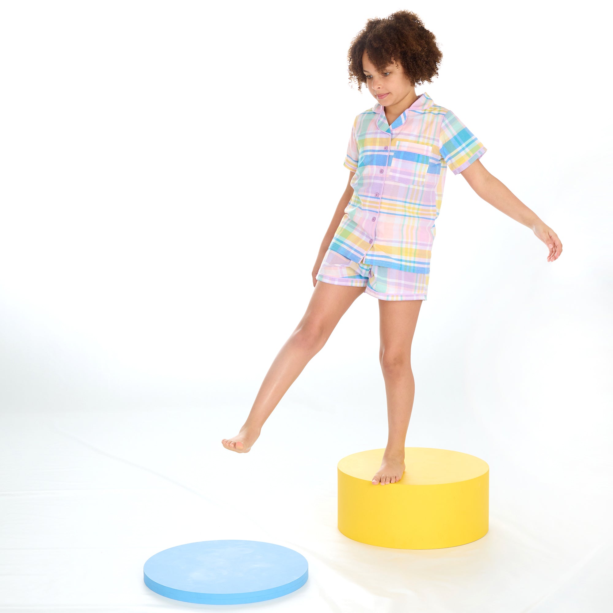 Kids Girls Checked Pyjamas Set 2-Piece Button Up Summer Holiday PJ's 9-13 Years