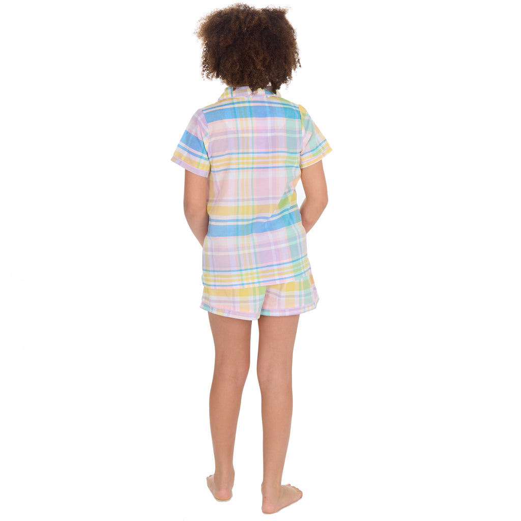 Kids Girls Checked Pyjamas Set 2-Piece Button Up Summer Holiday PJ's 9-13 Years