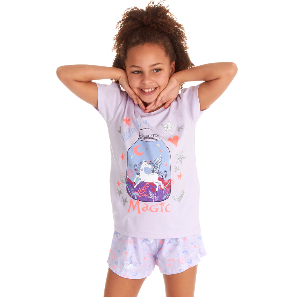 Girls Unicorn Magic PJs Pyjamas Set Summer 100% Cotton 3-4 4-5 5-6 7-8 9-10 Year