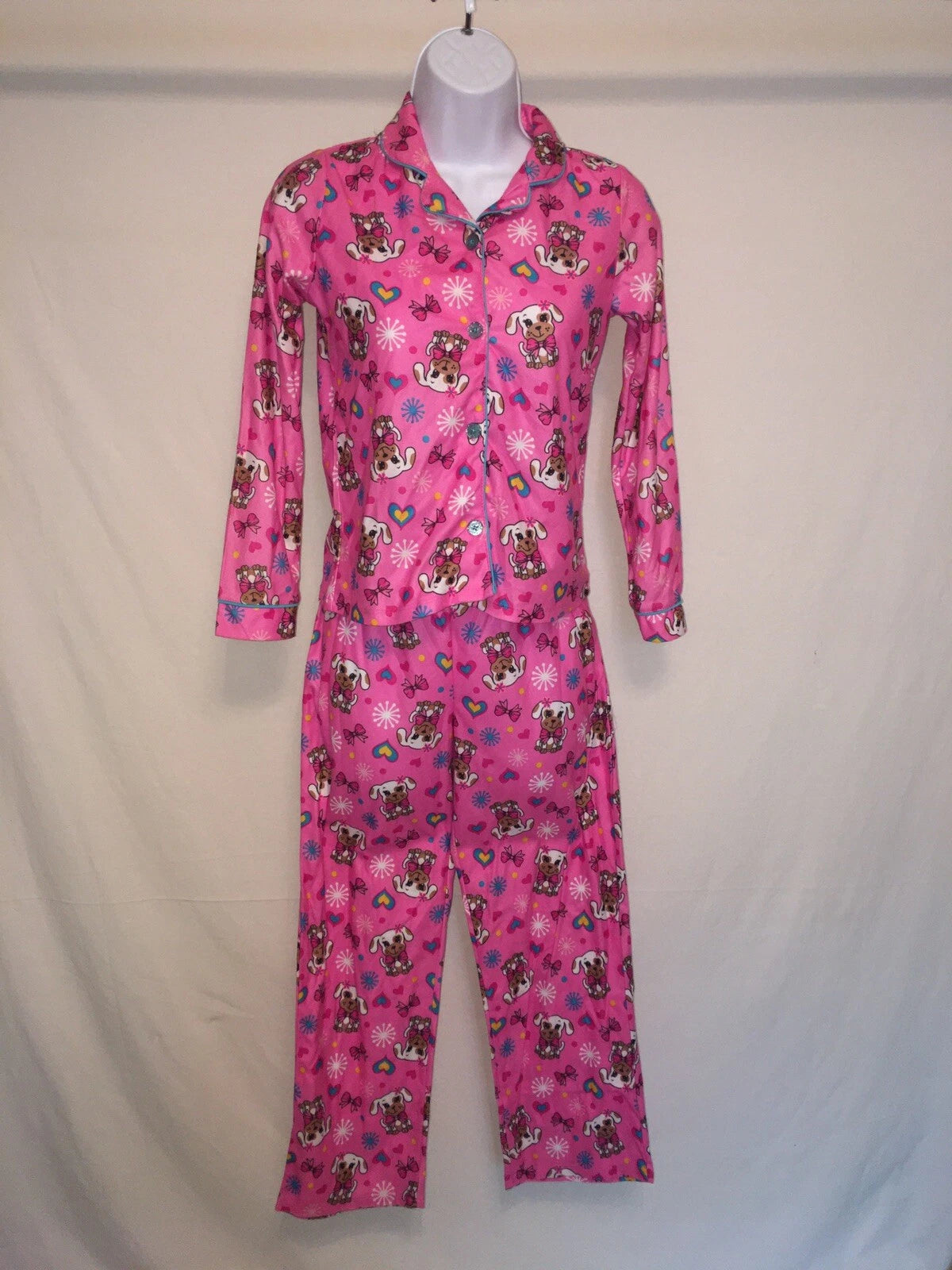2 PIECE PAJAMA SET GIRLS SLEEPWEAR Lg 10-12 Button up top design style options