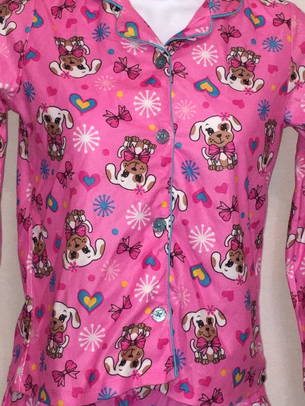 2 PIECE PAJAMA SET GIRLS SLEEPWEAR Lg 10-12 Button up top design style options