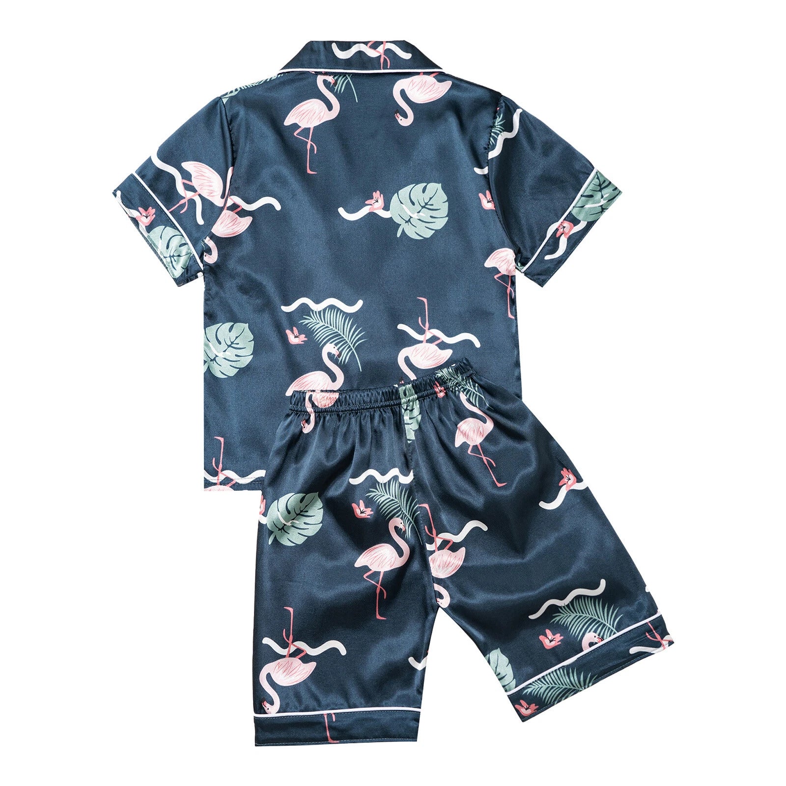 Boys Girls Pajamas Set Sleepwear Button Closure Top Shorts Nightwear Loungewear