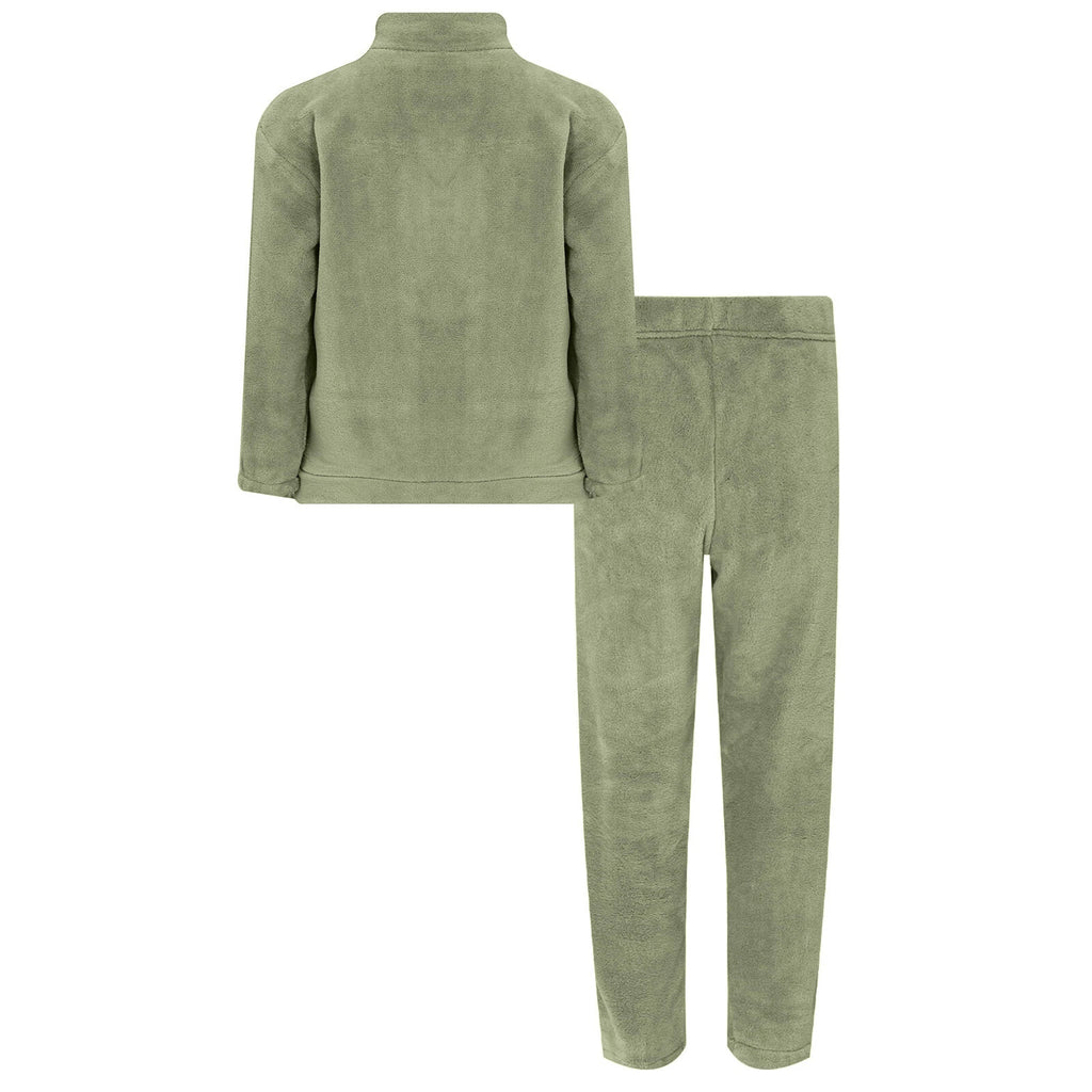 Kids Nightwear Warm Pajama Set Comfy Sleepwear Zipper Homewear 2 Piece Outfits