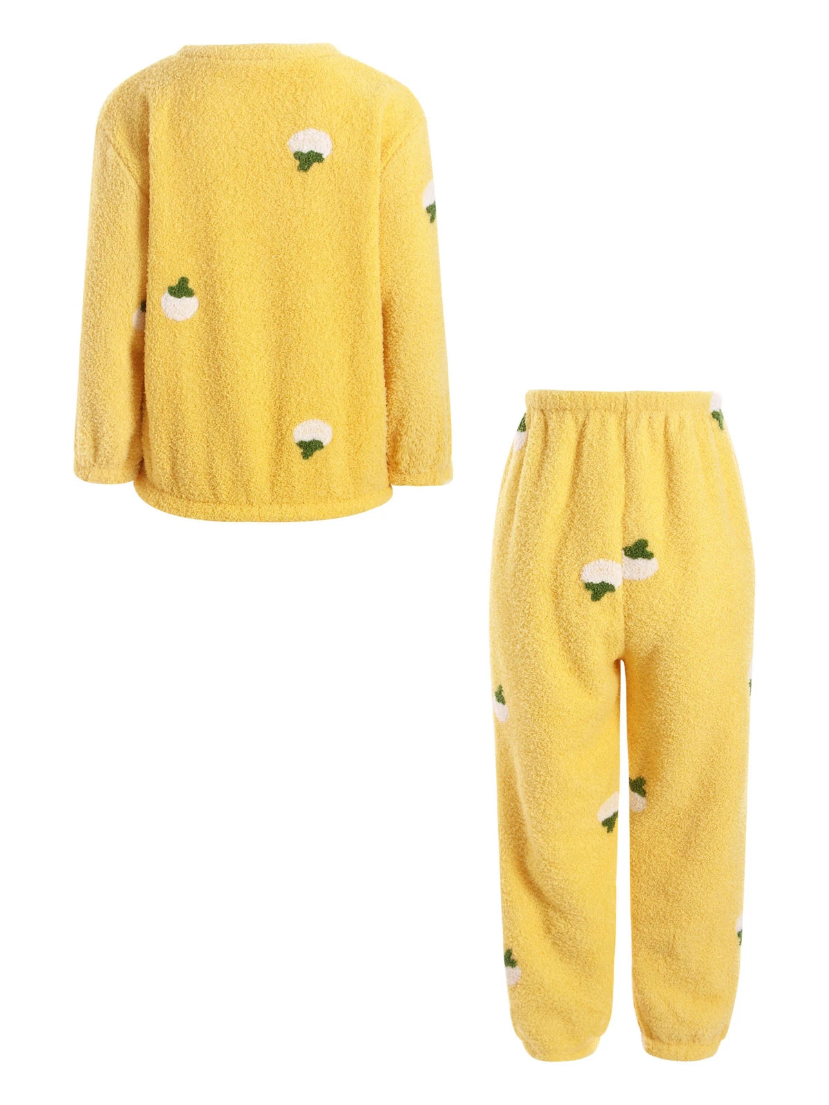 Kids Pyjamas Fleece Nightwear Elastic Waist Pyjama Set Warm 2 Piece-