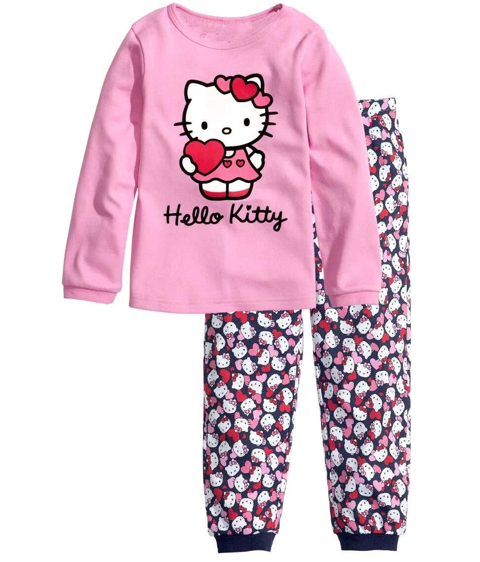 NEW Disney Cartoon Print Girls Long Sleeve 2-Piece Set Pajama