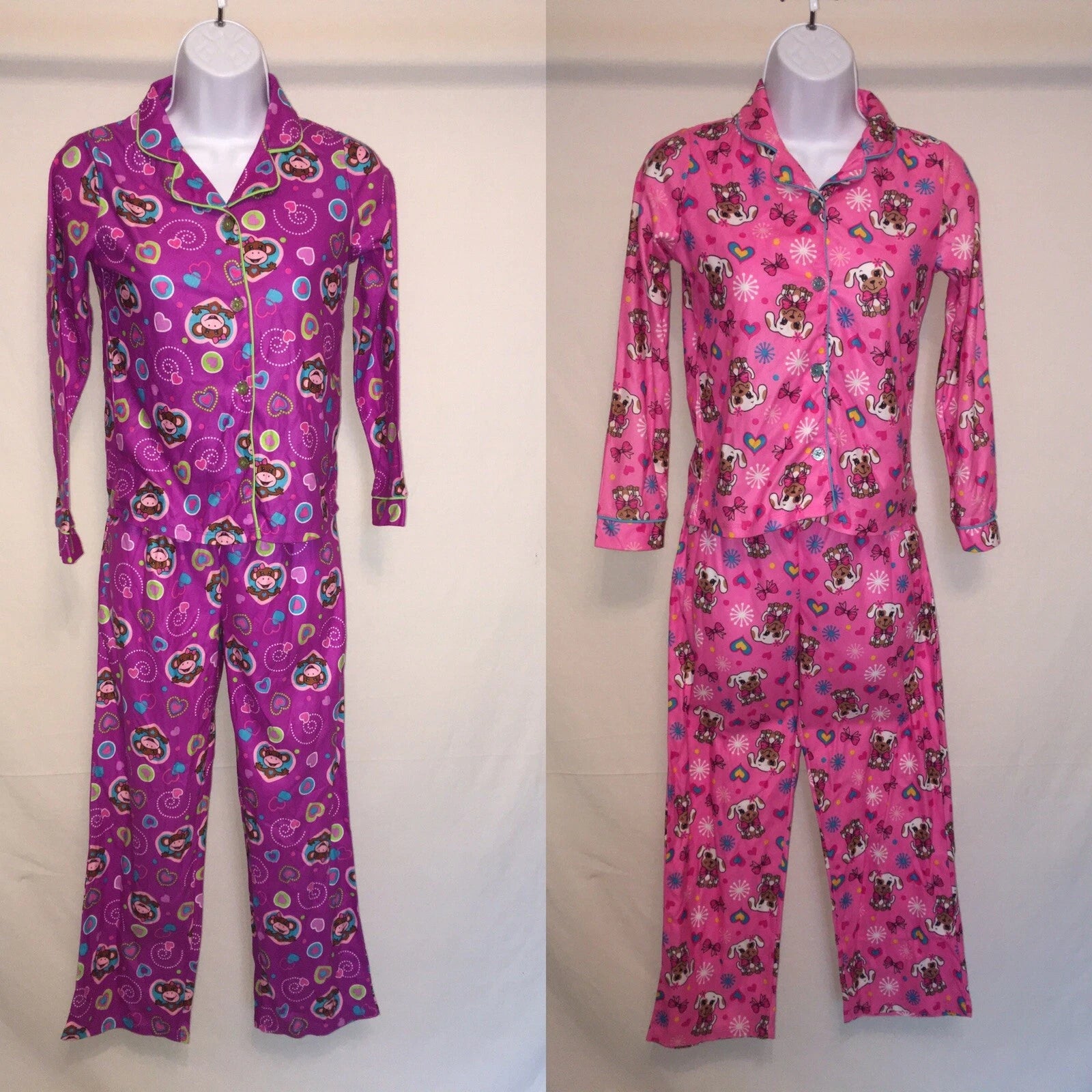 2 PIECE PAJAMA SET GIRLS SLEEPWEAR Lg 10-12 Button up top design style options