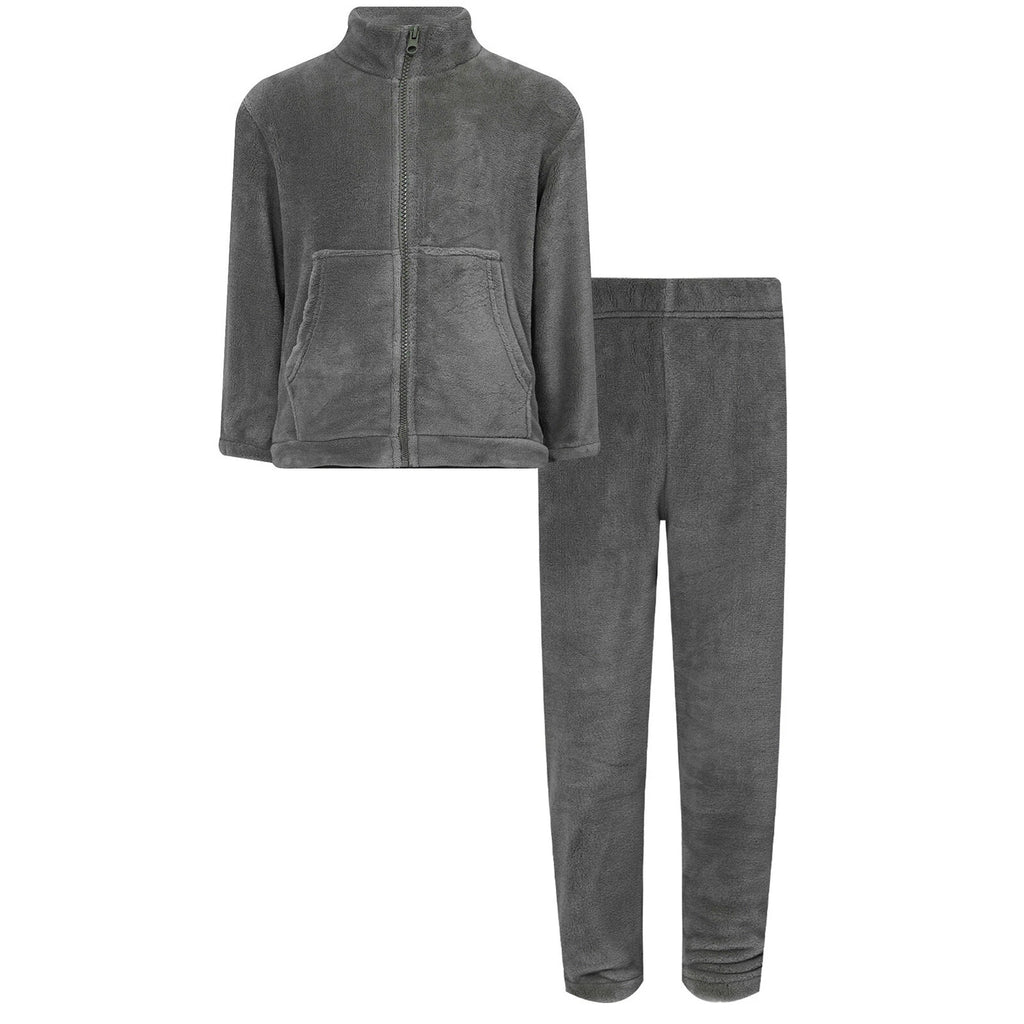 Kids Nightwear Warm Pajama Set Comfy Sleepwear Zipper Homewear 2 Piece Outfits