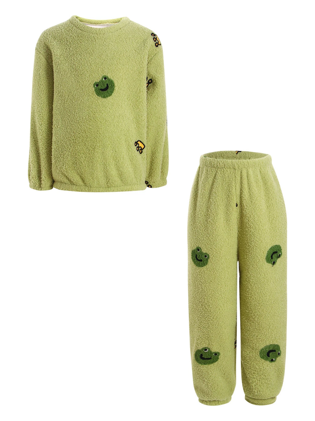 Kids Pyjamas Fleece Nightwear Elastic Waist Pyjama Set Warm 2 Piece-