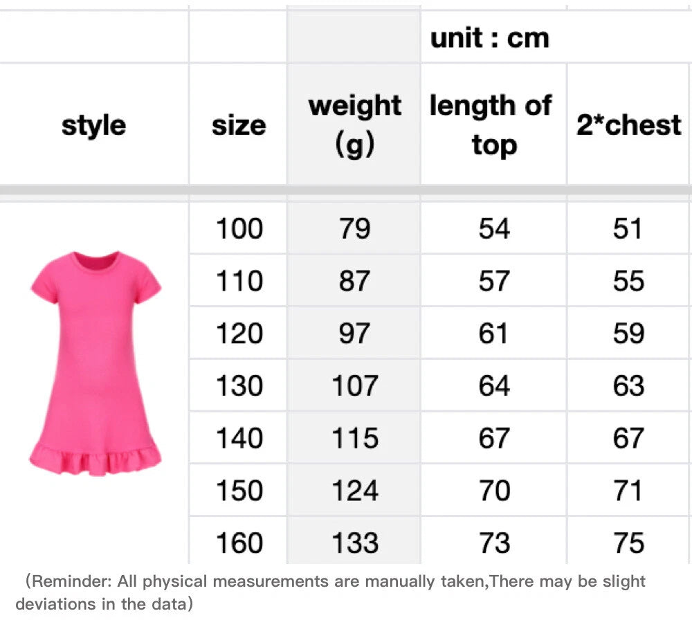 Cartoon Print Girl's Short-Sleeved Pajamas Home Clothes Nightdress Skirt New Hot