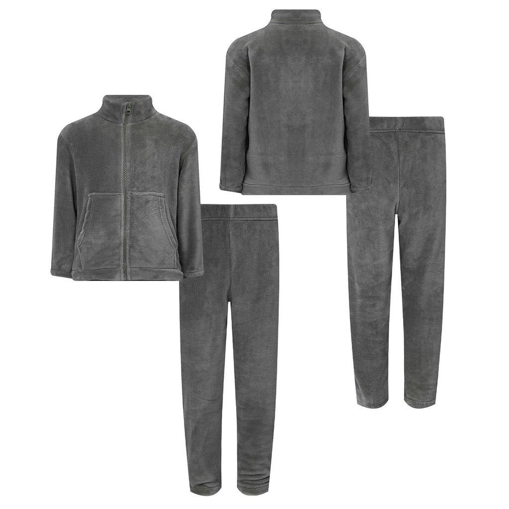 Kids Nightwear Warm Pajama Set Comfy Sleepwear Zipper Homewear 2 Piece Outfits