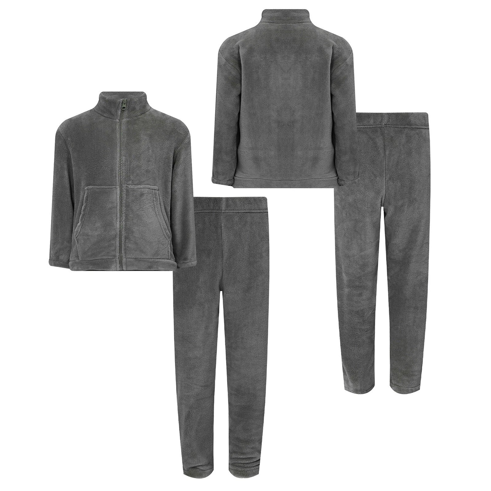 Kids Nightwear Warm Pajama Set Comfy Sleepwear Zipper Homewear 2 Piece Outfits