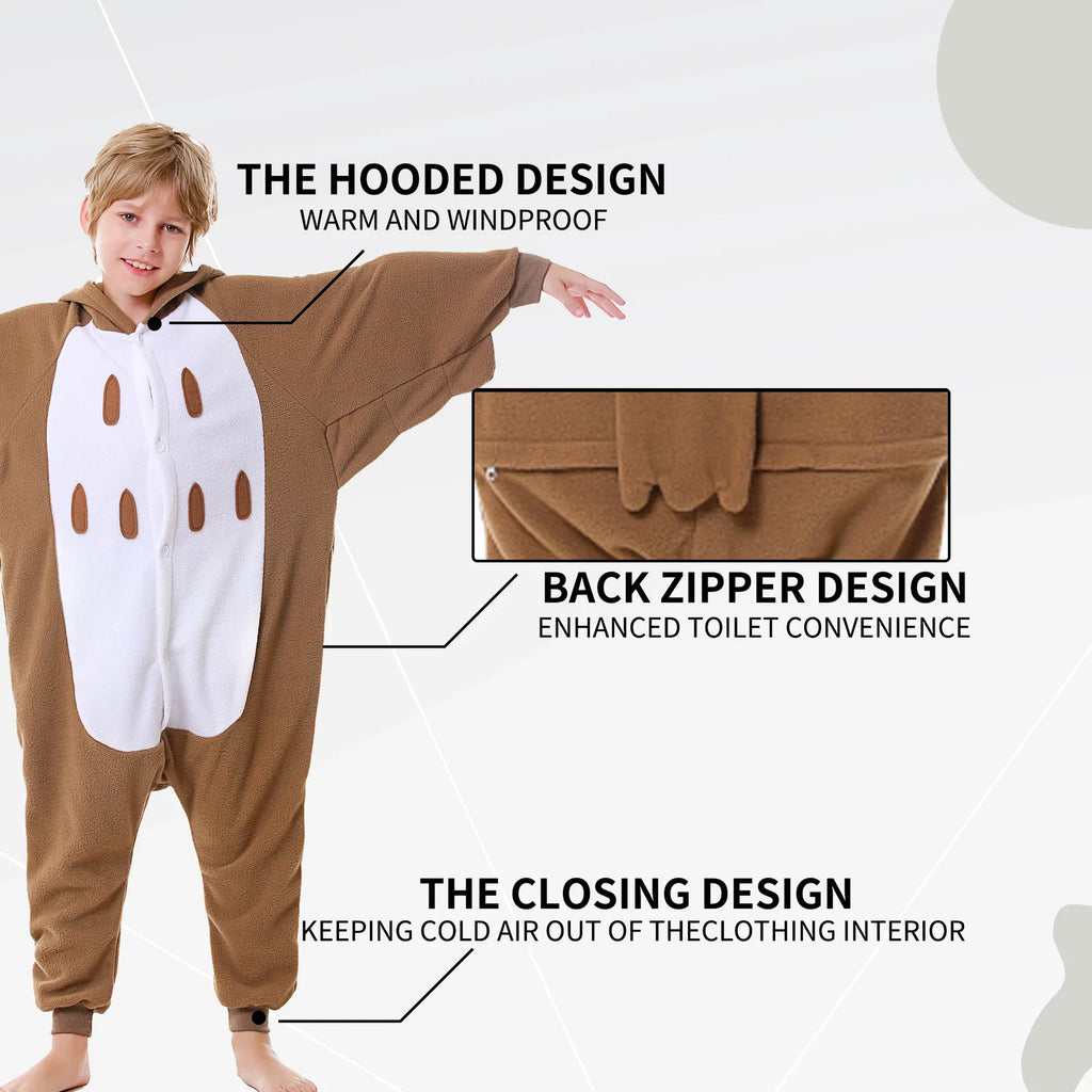 Kids Owl One-piece Pajamas Unisex Cosplay Costumes Winter Soft Warm Sleepwear