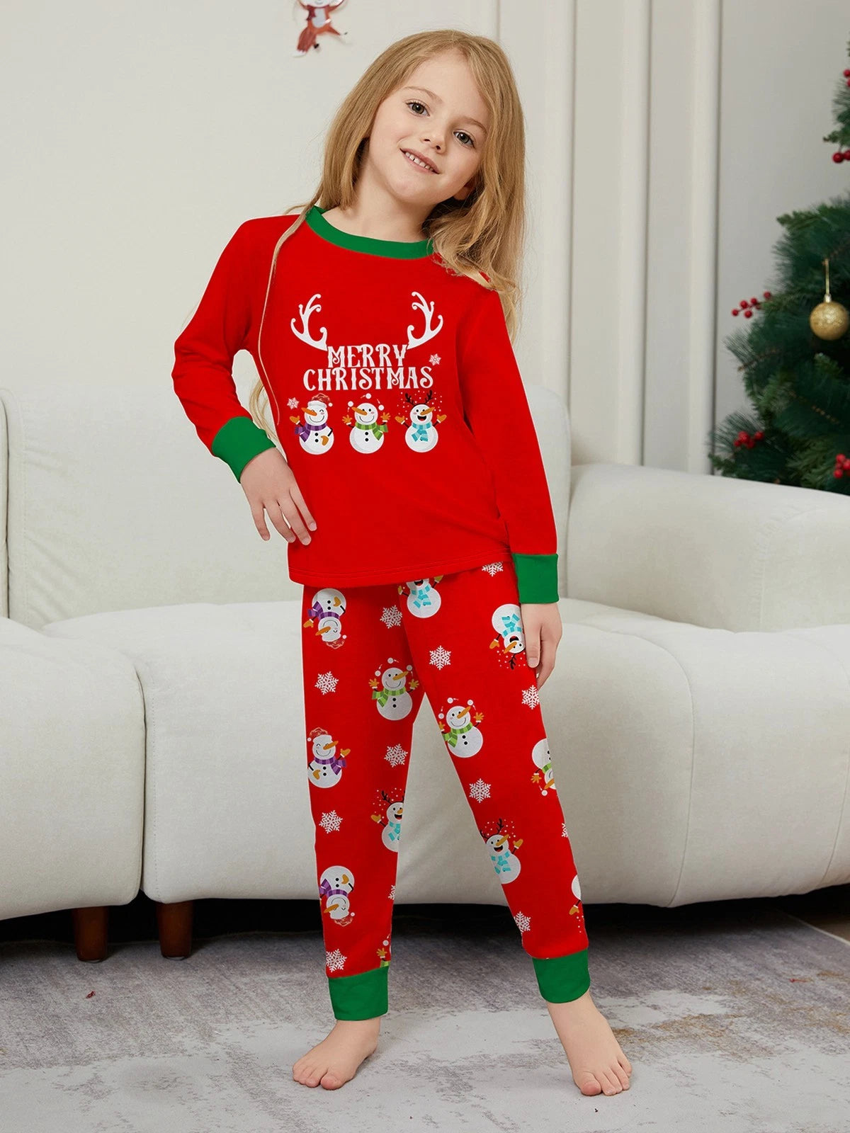 Family Matching Christmas Snowman Pyjamas Adult Kids Xmas Nightwear Pjs Set