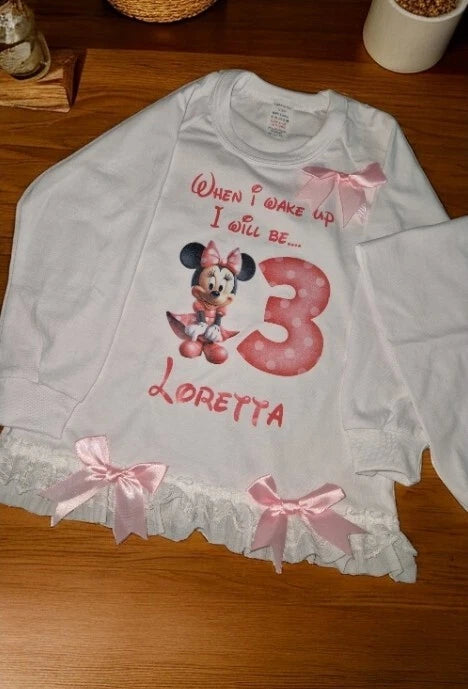 Personalised Birthday Pyjamas Girls When I Wake Up I Will Be  frilly and bows