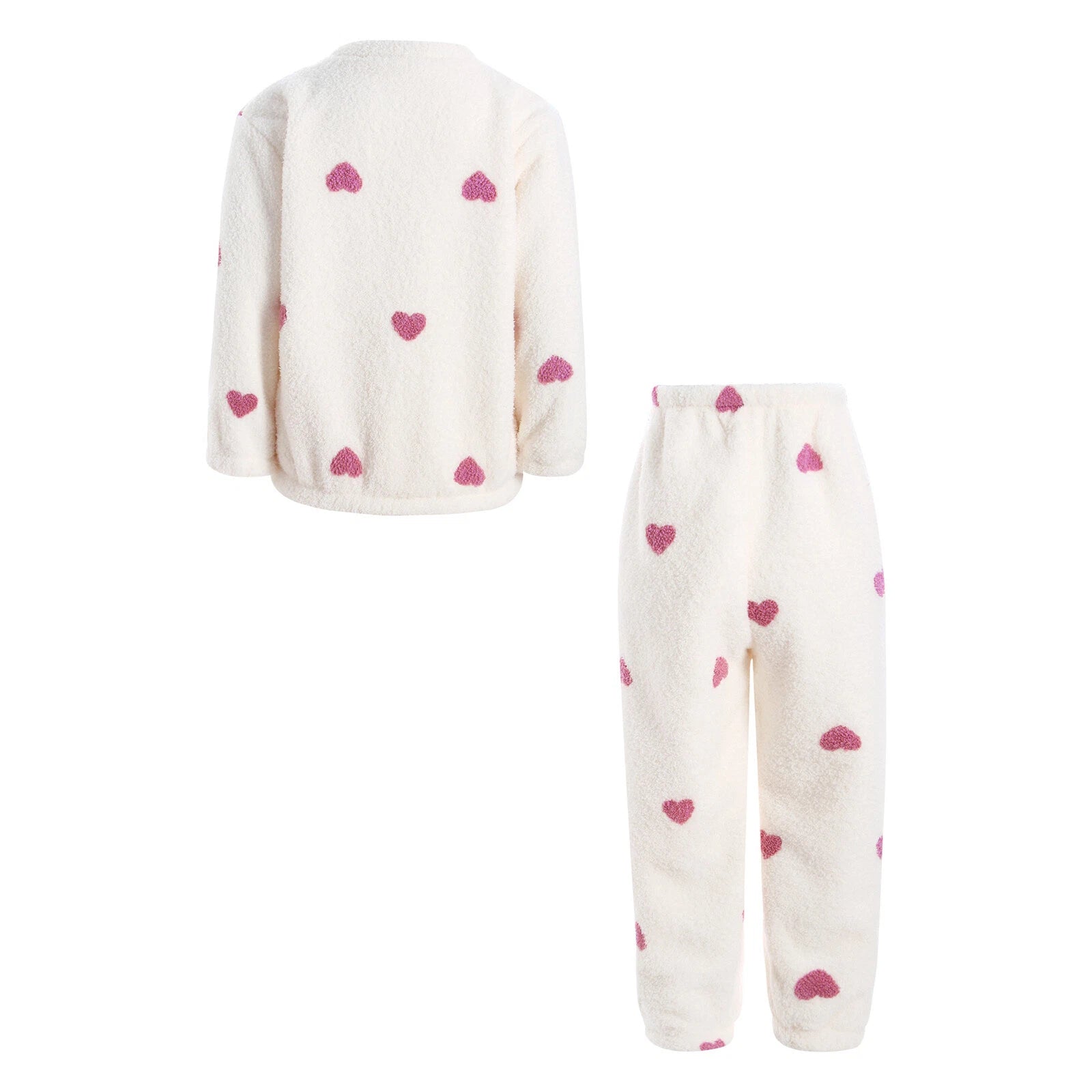 Kids Pyjamas Fleece Nightwear Elastic Waist Pyjama Set Warm 2 Piece-