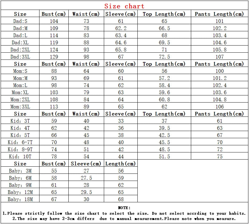 Christmas Family Set Long Sleeve Tops+Pants 2 Pcs Kids Clothes Sets Xmas Gift