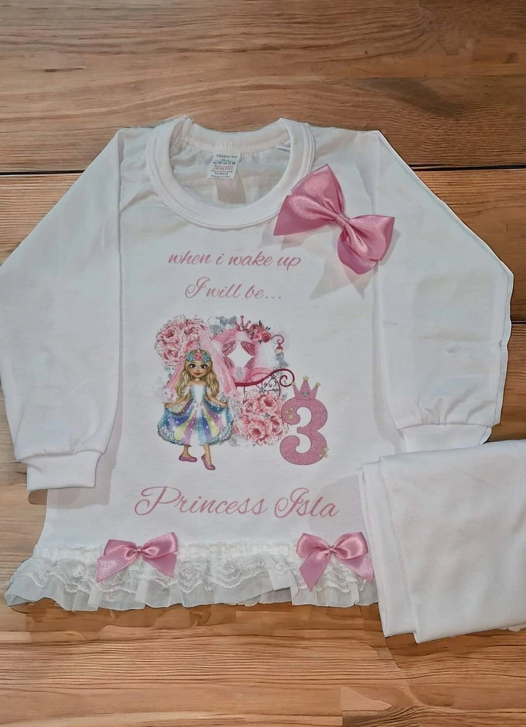 Personalised Birthday Pyjamas Girls When I Wake Up I Will Be  frilly and bows
