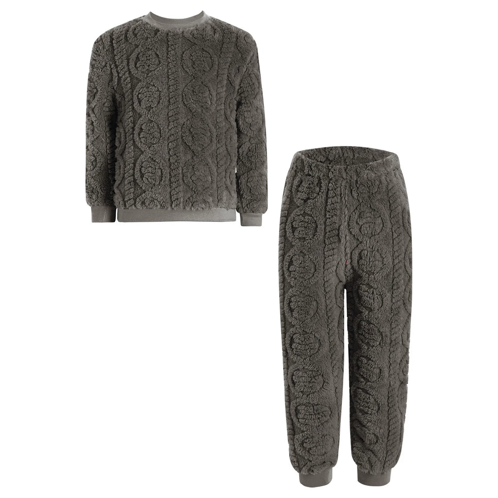 Kids Set Warm Pajamas Stand Collar Sleepwear Long Sleeve Nightwear Sleep Fancy