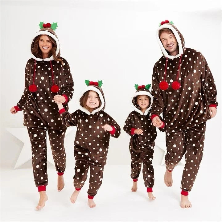NEW Christmas Pudding Twosie Hoodies Ladies Mens Pyjamas /Baby All in One Family