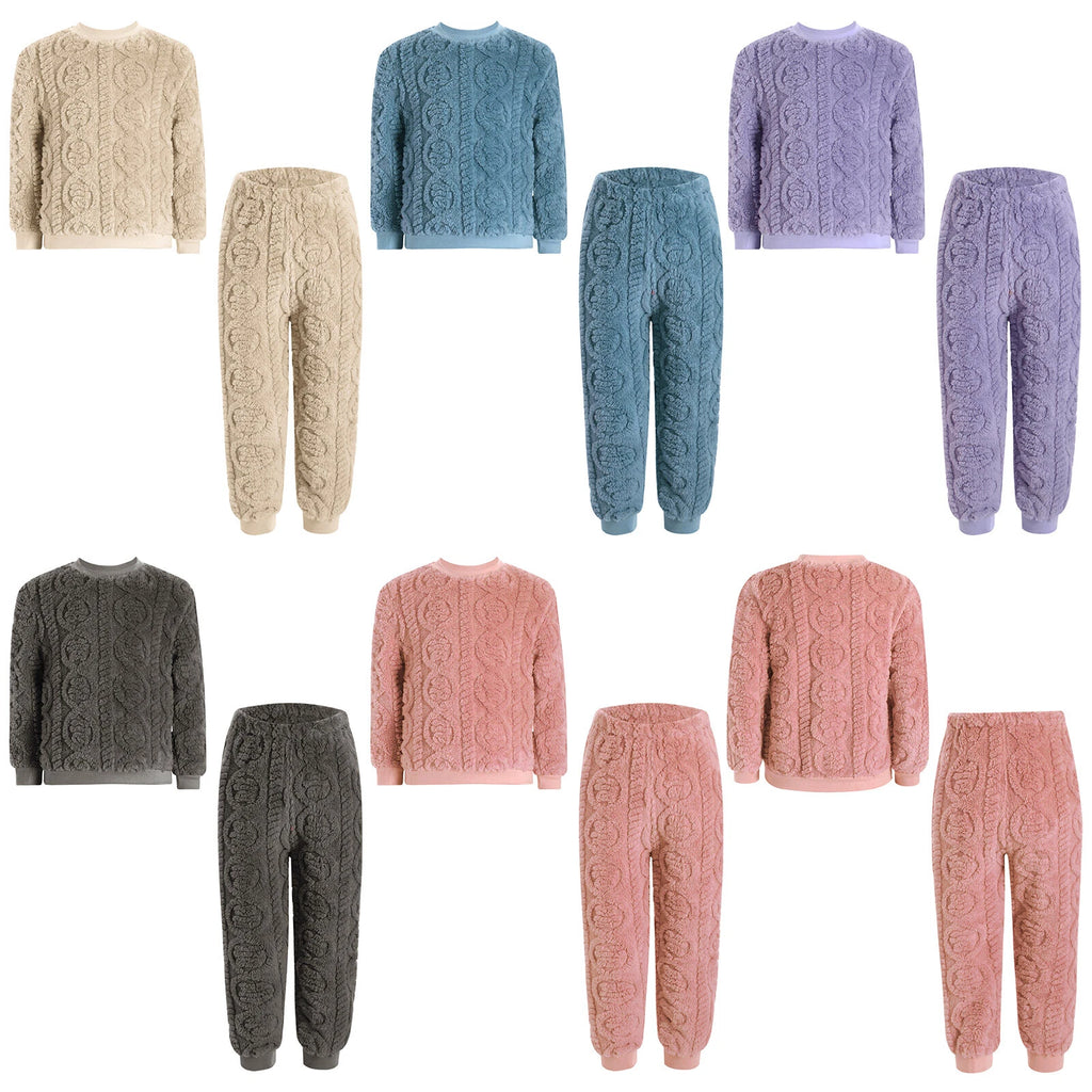 Kids Set Warm Pajamas Stand Collar Sleepwear Long Sleeve Nightwear Sleep Fancy