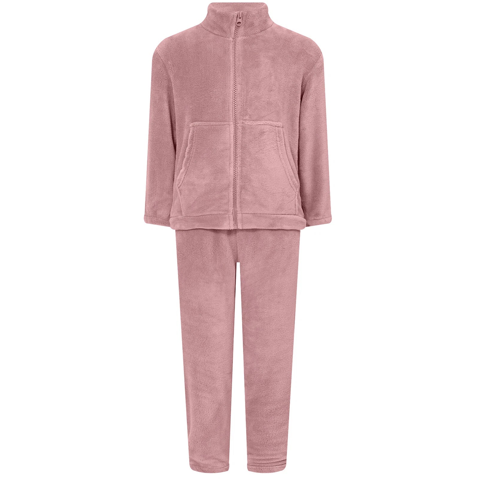 Kids Nightwear Warm Pajama Set Comfy Sleepwear Zipper Homewear 2 Piece Outfits