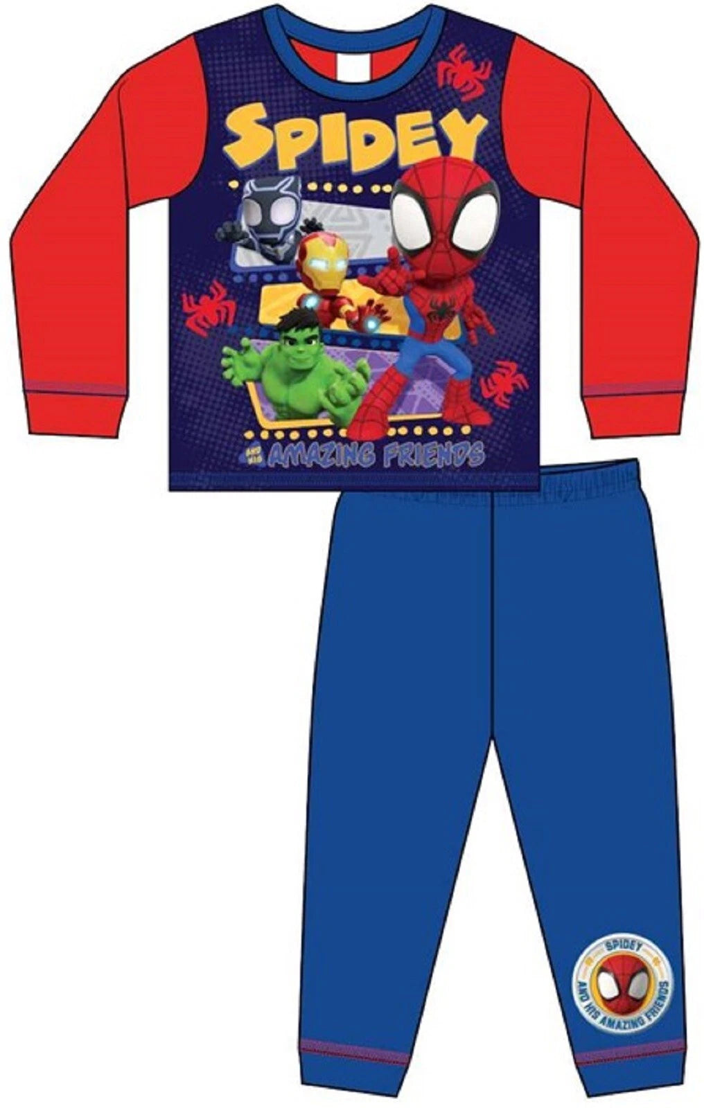 SPIDER-MAN Boy's Pyjamas/ Red & Blue SPIDEY PJs Sizes 1.5-5 Years
