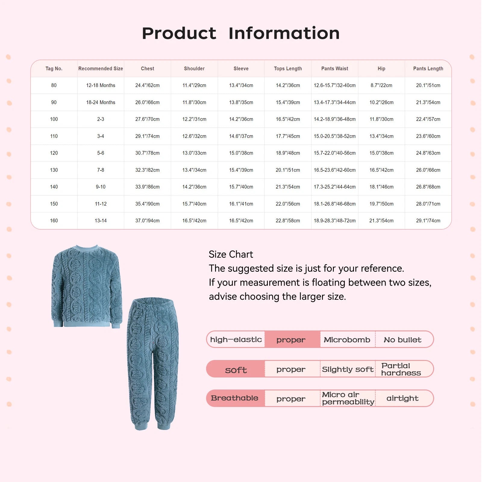 Kids Set Warm Pajamas Stand Collar Sleepwear Long Sleeve Nightwear Sleep Fancy