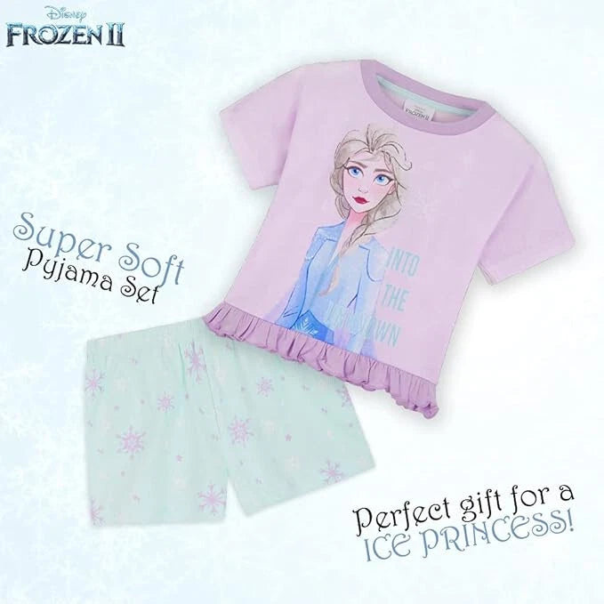 Disney Frozen Girls Pyjamas Set Summer Nightwear PJs Short Pyjamas for Kids Teen