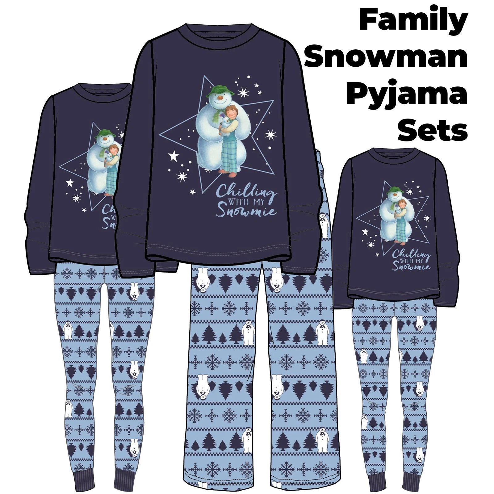 The Snowman & Snowdog Matching Family Christmas Pyjamas Dad Mum Child Xmas