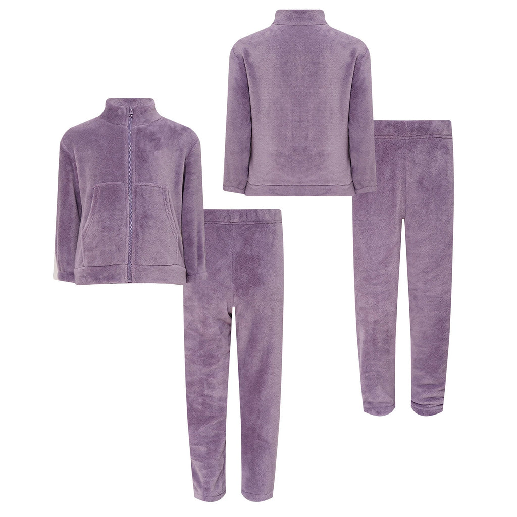 Kids Nightwear Warm Pajama Set Comfy Sleepwear Zipper Homewear 2 Piece Outfits