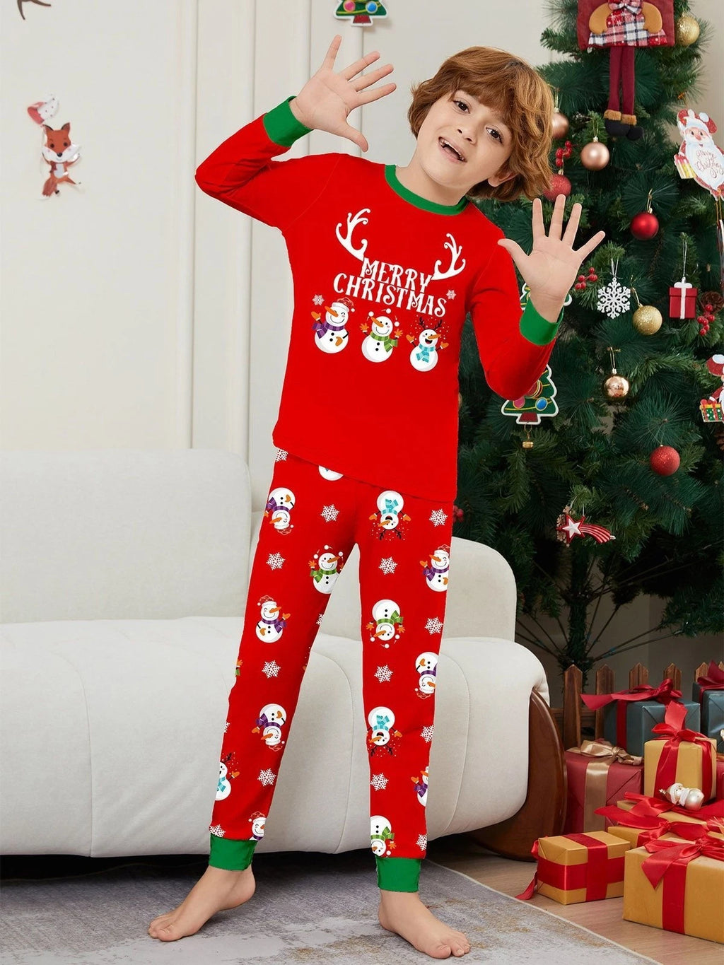 Family Matching Christmas Snowman Pyjamas Adult Kids Xmas Nightwear Pjs Set