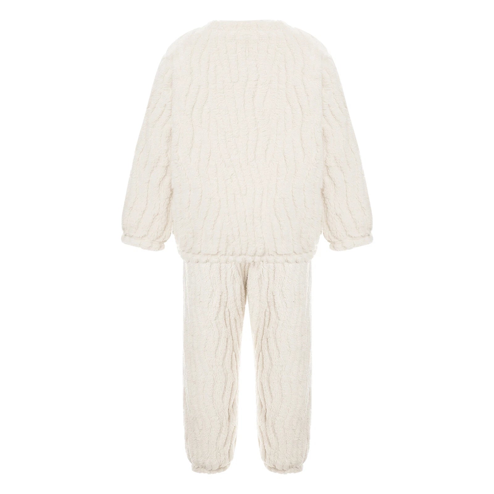 Kids Pajamas Set Flannel Sleepwear Bear Tops Pullover with Plush Pants Trousers