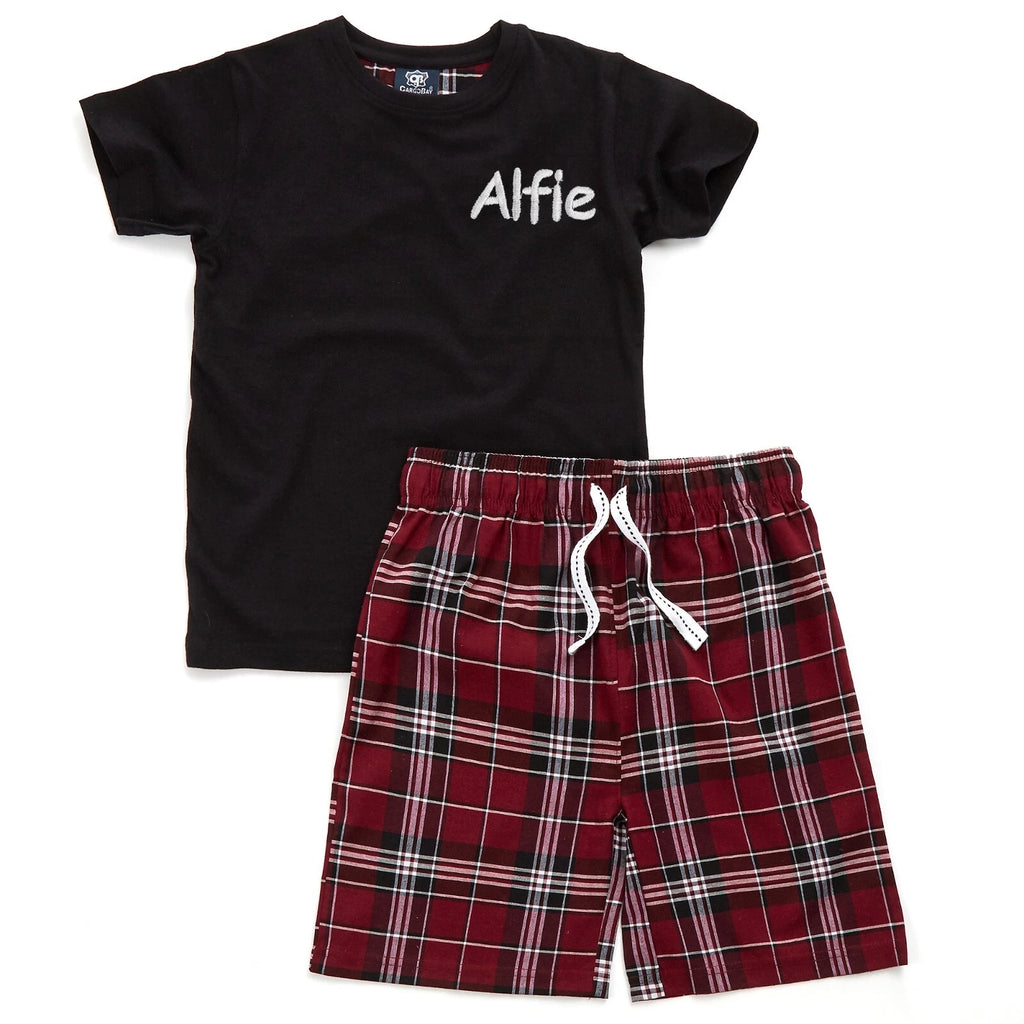 Personalised Short Cotton Pyjamas Kids Summer Shorts Sleeved Pjs Set Nightwear