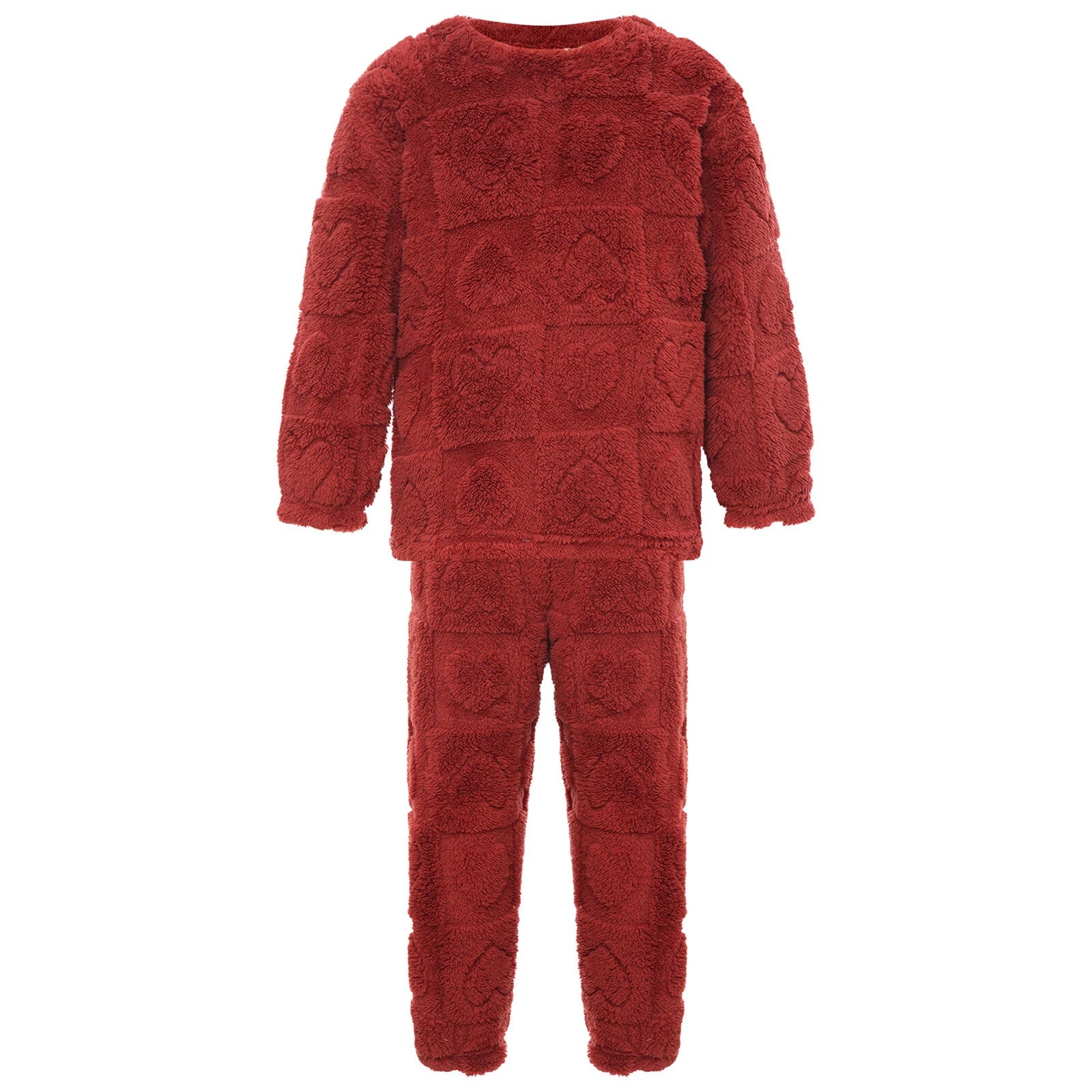 Kids Boys Girls Flannel Suit Unisex Children Pajamas Set Cute Tops With Pants