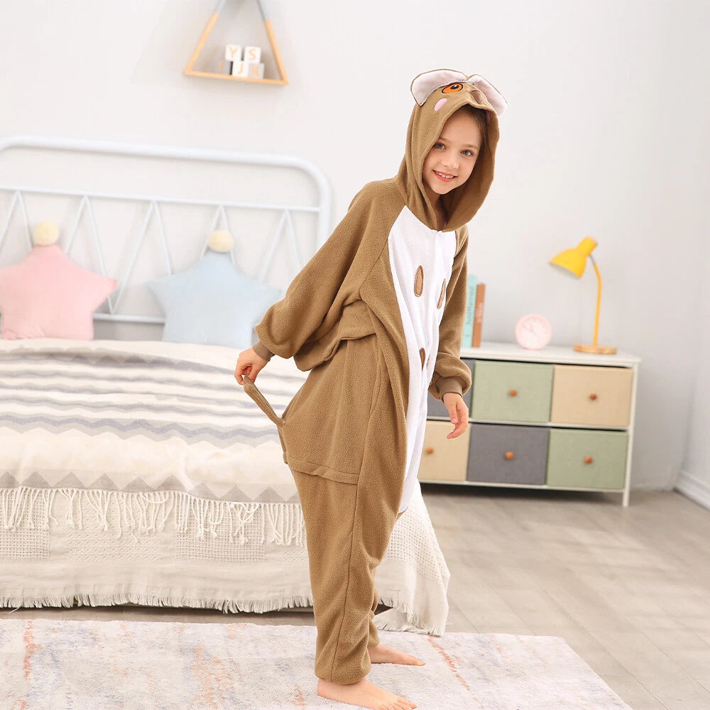 Kids Owl One-piece Pajamas Unisex Cosplay Costumes Winter Soft Warm Sleepwear