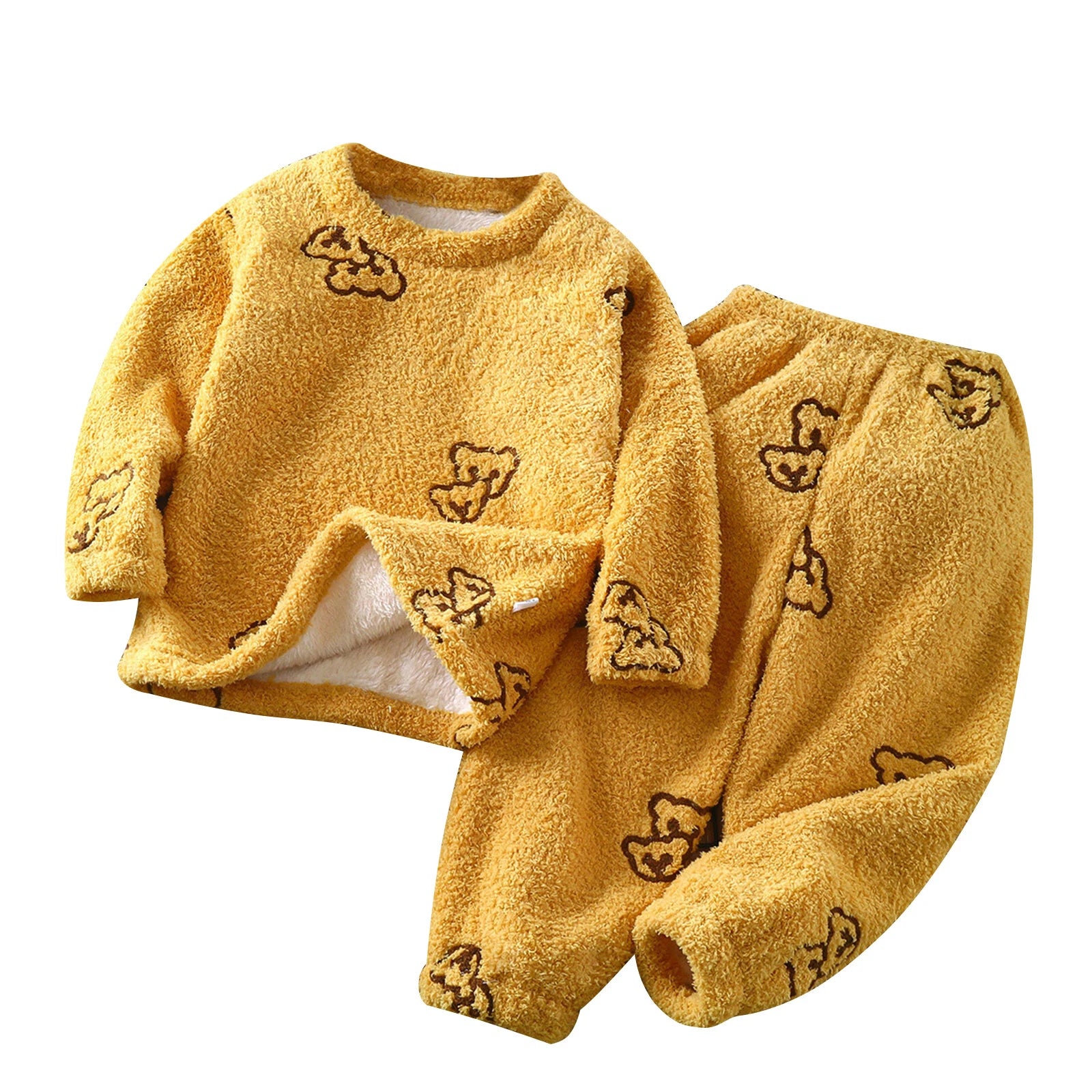 Unisex Kids Sleepwear Girls Set Print Pajamas Pullover Round Neck Cute Suit Top