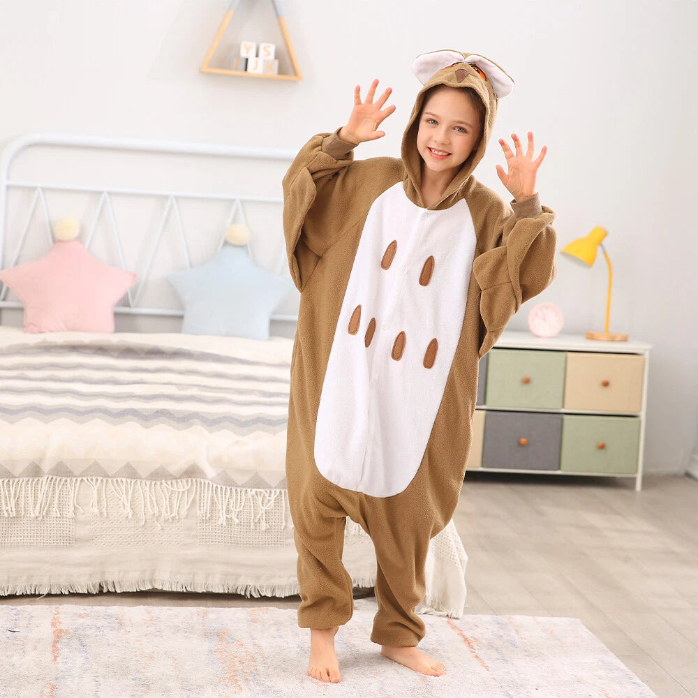 Kids Owl One-piece Pajamas Unisex Cosplay Costumes Winter Soft Warm Sleepwear