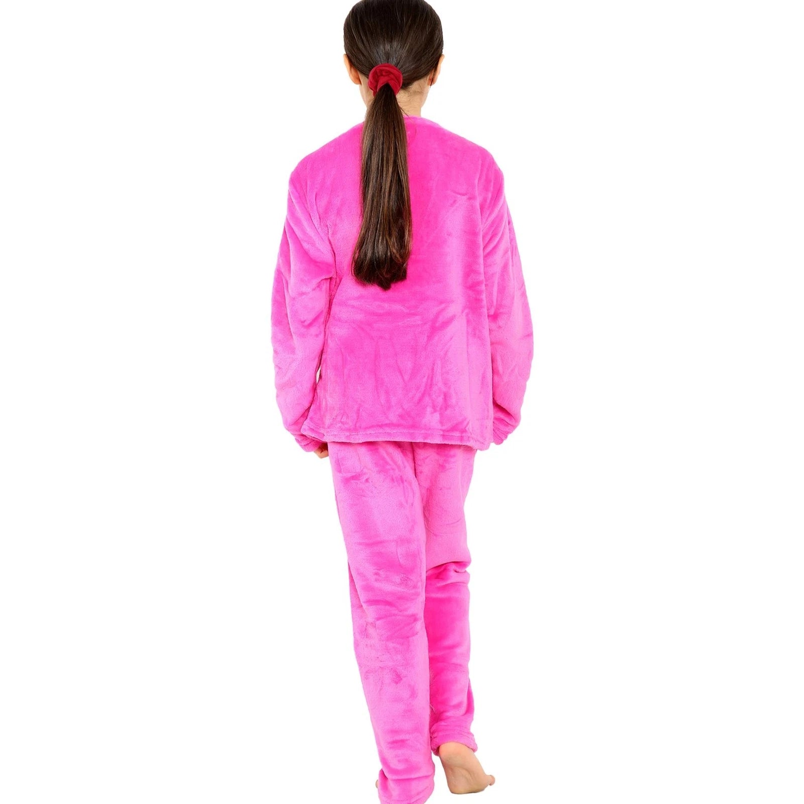 Kids Girls Pink Warm Fleece Pyjamas Sleepover 2 Piece Gift Set Age 5-13 Years