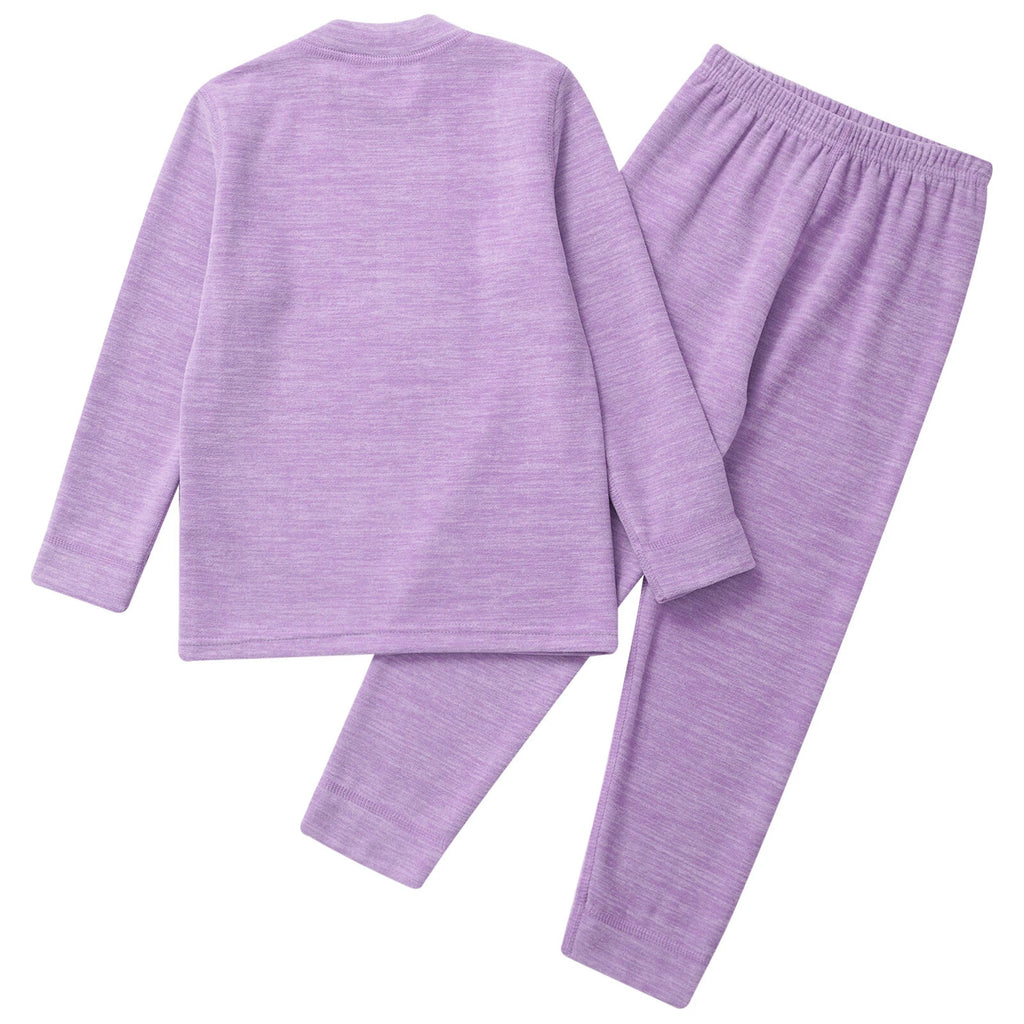 Girls Boys Pajamas Unisex Base Layer Suit Mock Neck Thermal Underwear Set Warm