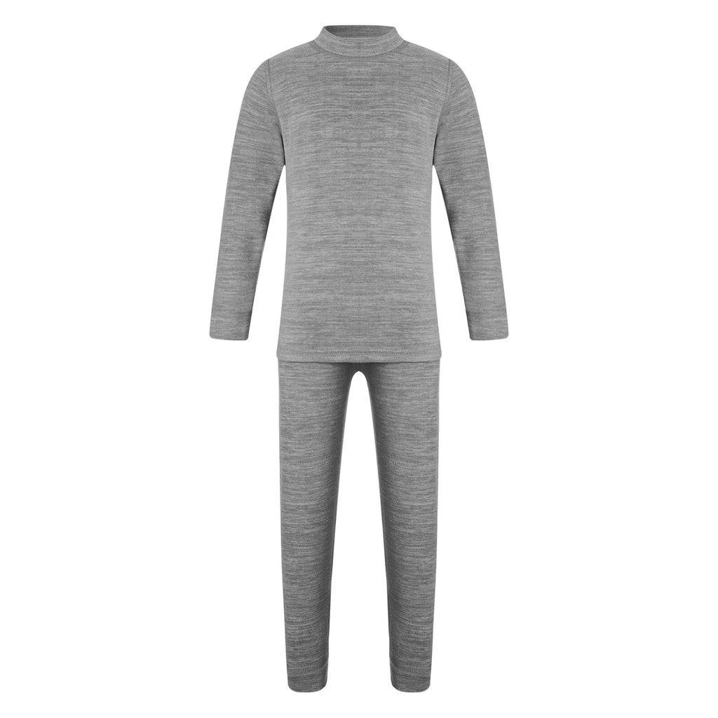 Girls Boys Pajamas Unisex Base Layer Suit Mock Neck Thermal Underwear Set Warm