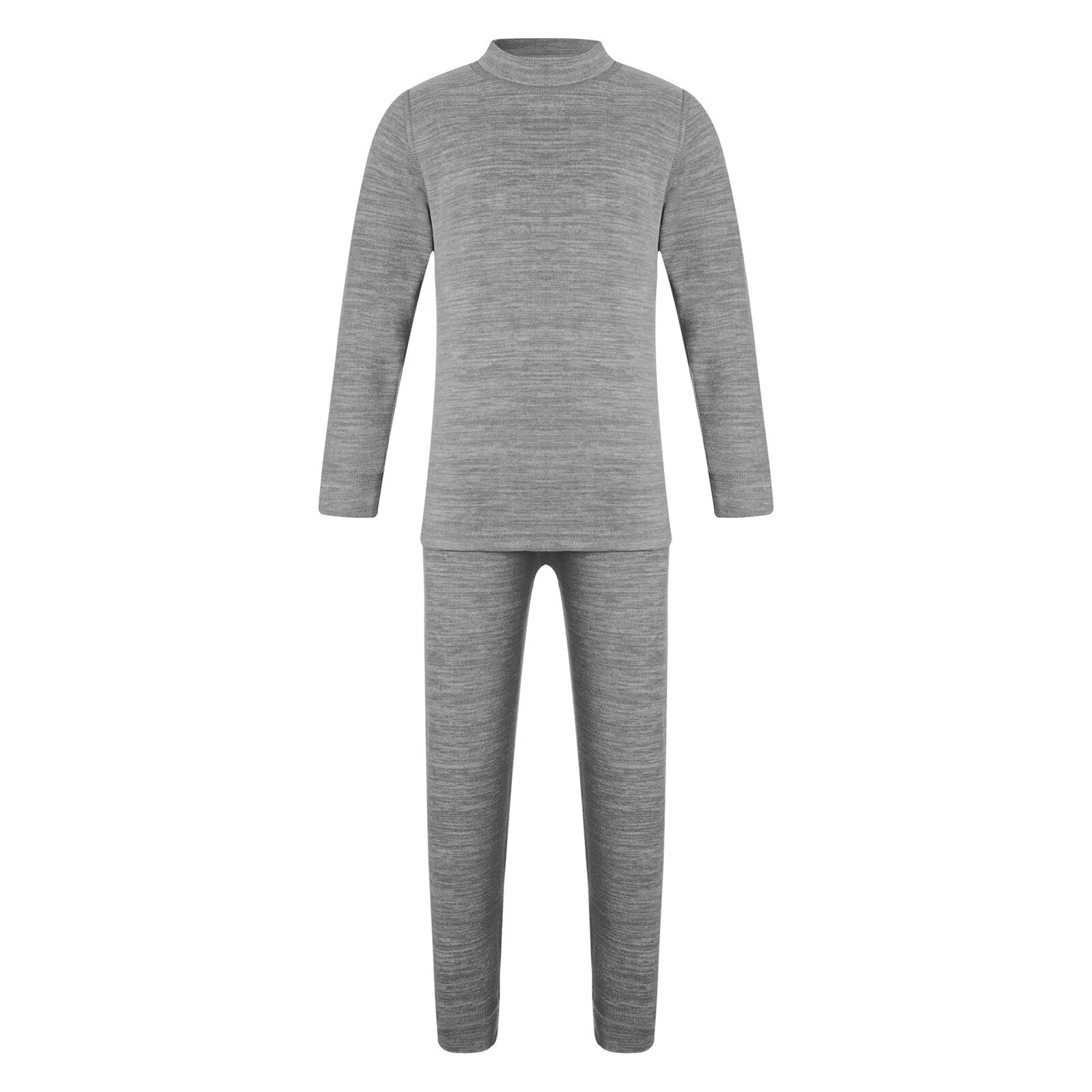 Girls Boys Pajamas Unisex Base Layer Suit Mock Neck Thermal Underwear Set Warm