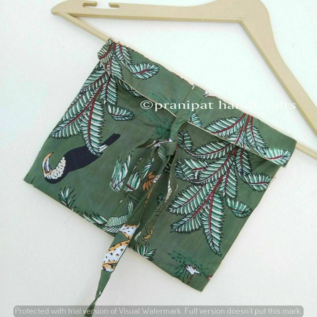 Indian Animal Printed Cotton Green Hippie Women Gypsy Sleepwear Boho Pajama set